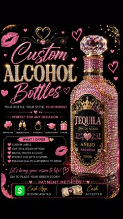Blinged out alcohol bottles