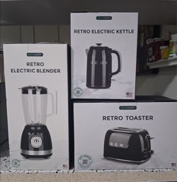 Brand New Servappétit Retro 3-Piece Kitchen Appliance Set - Black