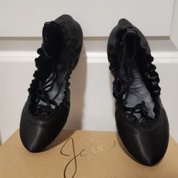 Joie Women's Bandele Tassel Ballet Flats Clor Black Size 6B/36EU