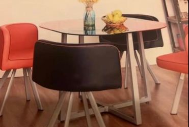 Square Glass Top Dining Table with Chairs