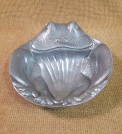 Vintage Pewter Frog Trinket Dish