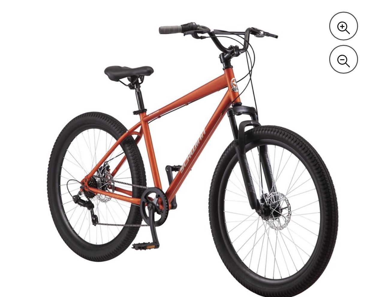 Schwinn Bellwood comfort hybrid bike, 7-speeds, 27.5-inch wheels, orange