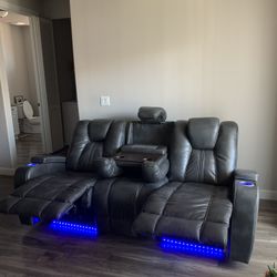 Leather Theater Couch 