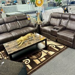 Furniture Liquidation Sale🔥Beautiful Chocolate Reclining Sofa+Love Seat Limited Time Offer Only$999