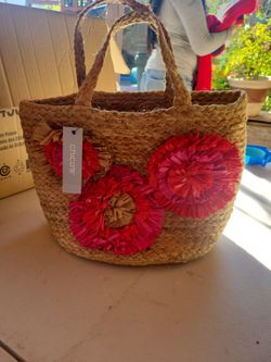 Chico's Jute Flower Tote