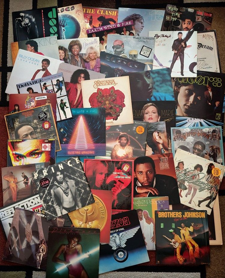 Large LOT of ROCK, FUNK, R&B Vinyl Records (USED)