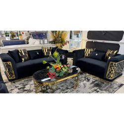 Luxury Living Room 2 Pc Sofa And Loveseat Set 