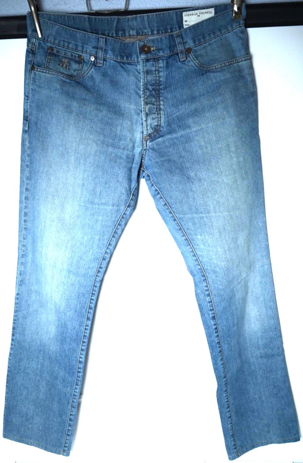 Brunello Cucinelli Men's Blue Straight Leg Denim Jeans Button Fly Size IT 54