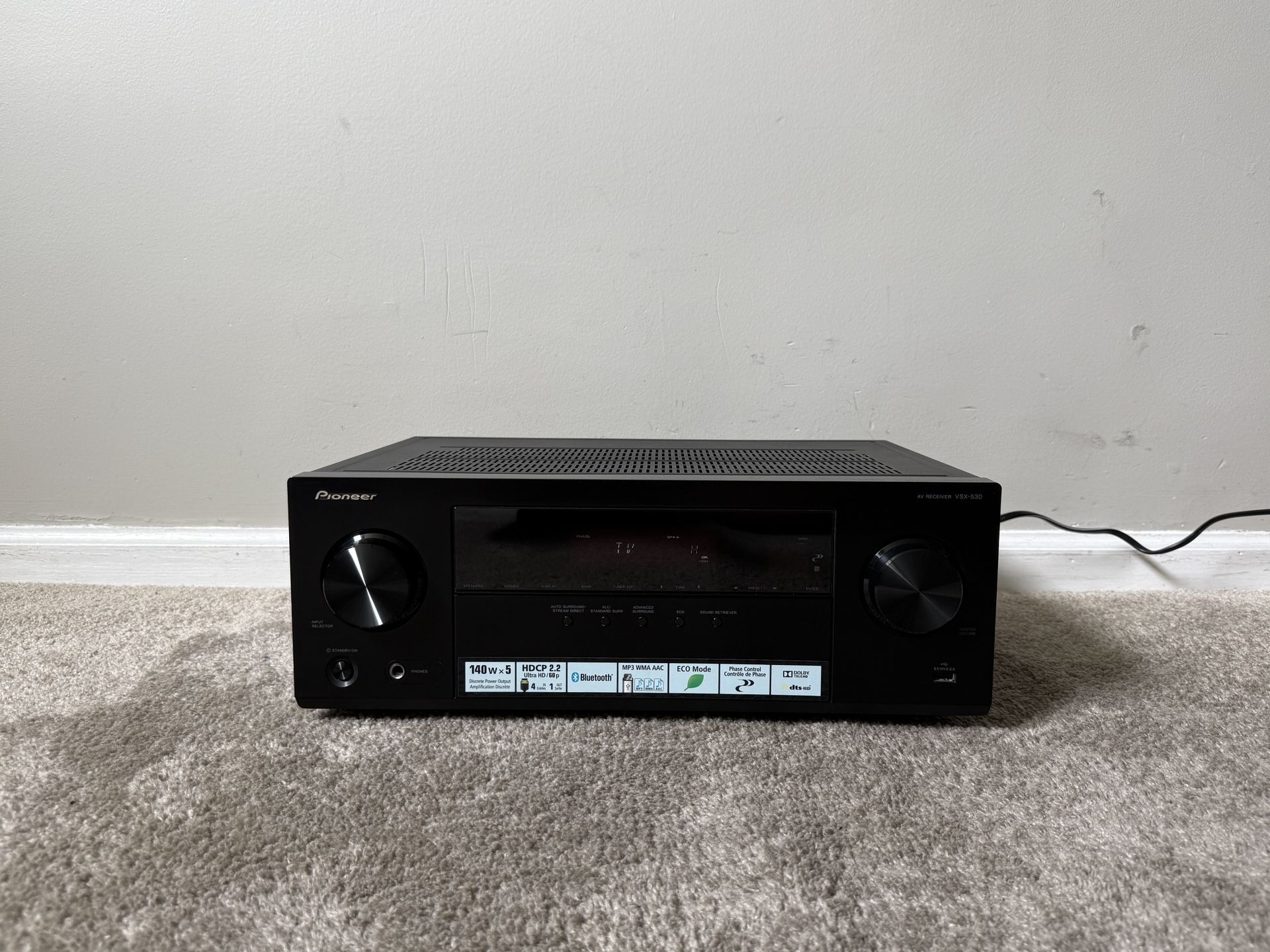 Pioneer VSX-530 5.1 HDMI 4K Ultra HD Bluetooth Home Theater Surround Receiver