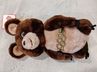1980 Olympic  Bear Plush Stuffed Animal Misha Like New
