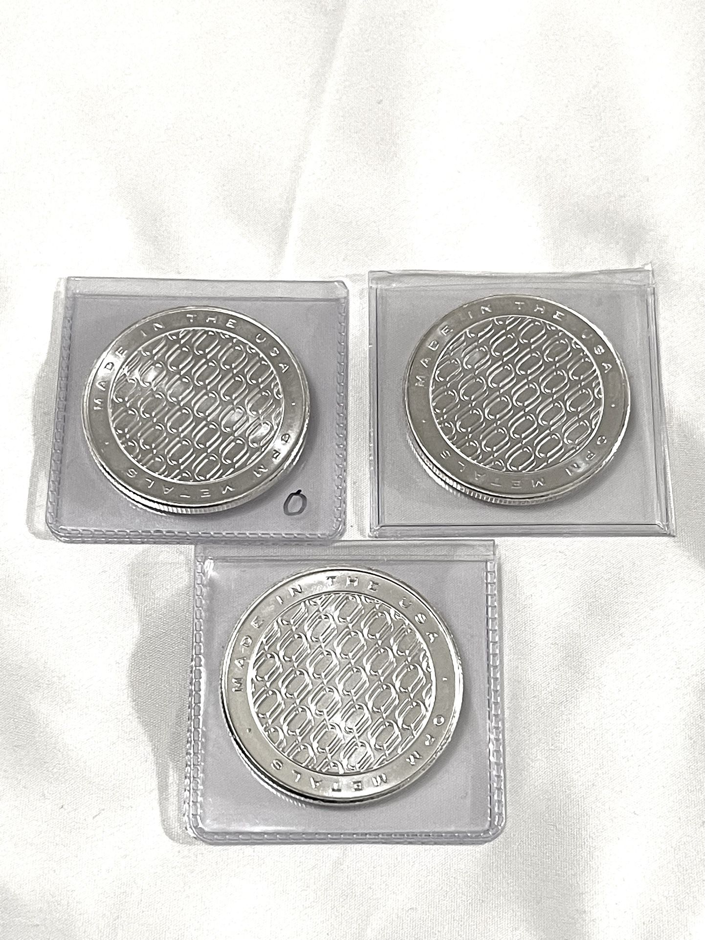 In Great Condition (3)  .999 Fine Silver 1 Troy Oz Each OPM Metals Silver Rounds 