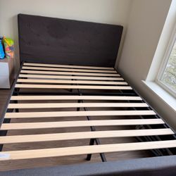 ZINUS Shalini Upholstered Platform Bed Frame, Dark Grey, Queen