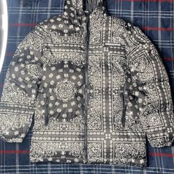 CROOKS & CASTLES Aop Paisley Mens Puffer Jacket Size Large