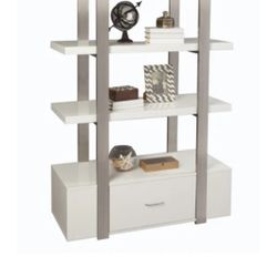 White Glossy Silver Bookcase Etagere 