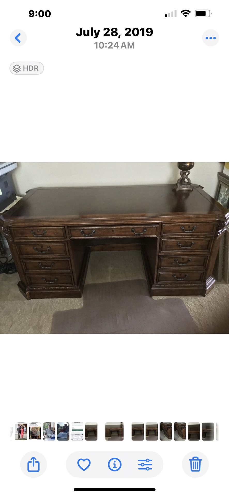 Sligh Furniture Executive Desk Leather Top