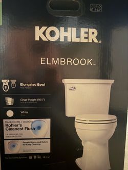 New Kohler Elmbrook Elongated Toilet White 1.28 GPF