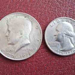 1976 Bicentennial Washington Quarter & Kennedy Half Dollar 