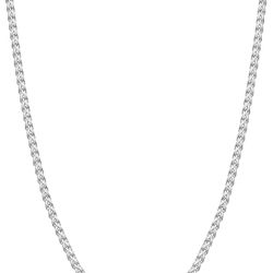Wheat Chains for Men and Women, 2 mm Silver Tone Necklace Chain, Stainless Steel Mens Necklace 24 Inch
