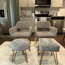 Two Accent Chairs With Ottomans