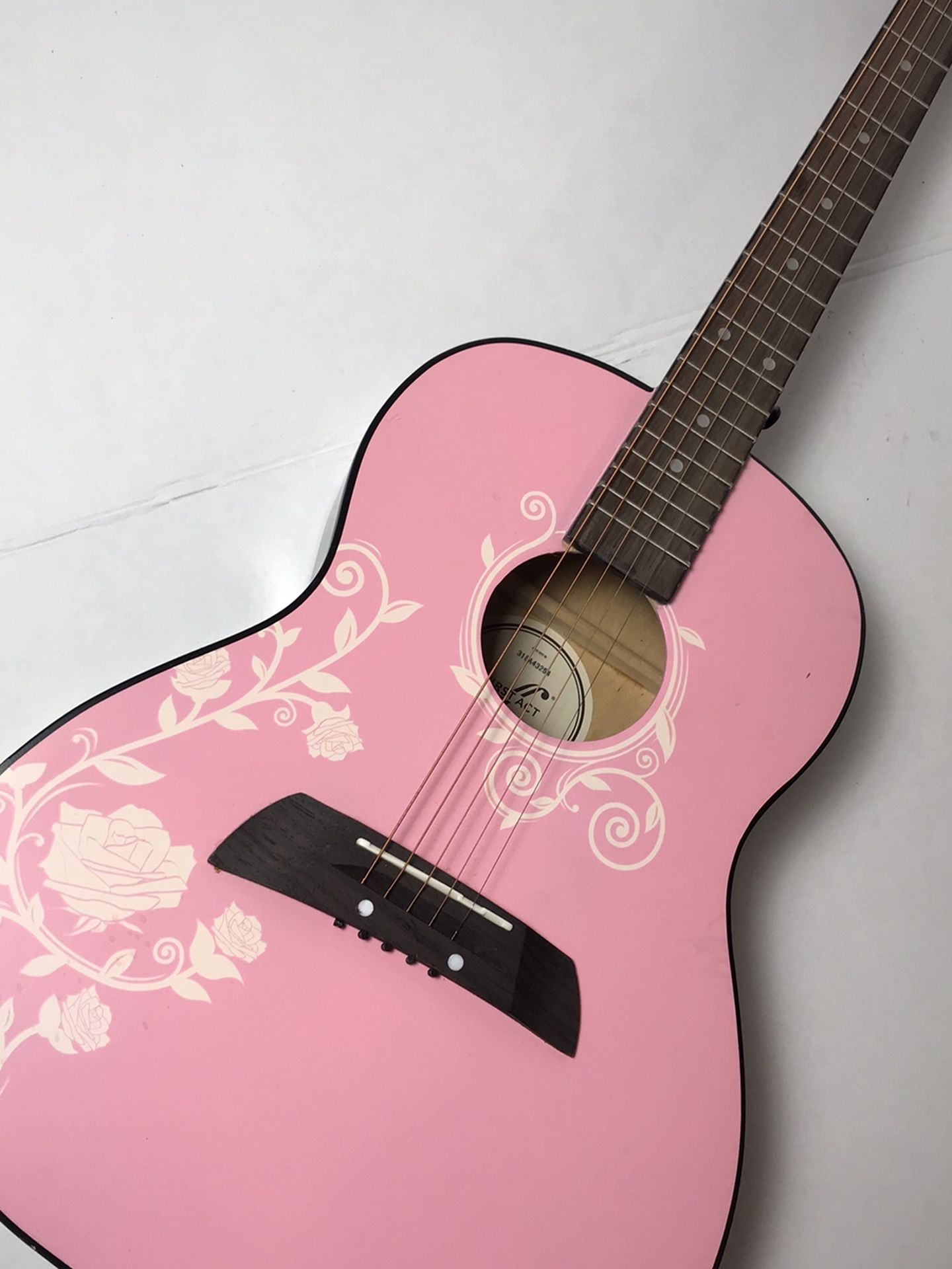 First Act Acoustic Quitar (Pink And White Floral Design) No Case