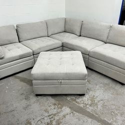 Grey Fabric Modular Couch - Delivery Available