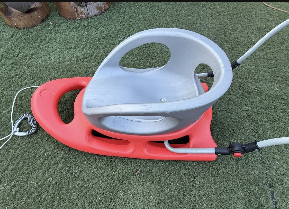 Flexible Flyer Portable Snow Stroller Baby Sled. Toddler Boggan Infant Sleigh, red,