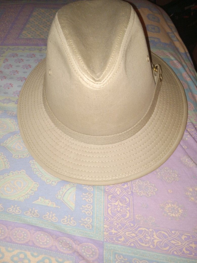 Dorman Pacific Co Cotton outdoor hat SIZE L Khaki cotton leather band flawed