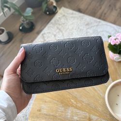 Guess Black Wallet With Cellphone Pucket