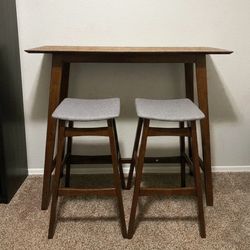 Mid Morning Century Modern Wood Bar Table & Stools