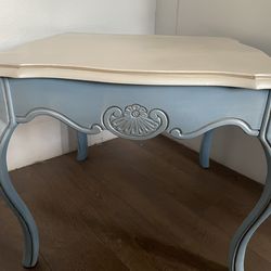 Restored Vintage Coffee Table | Soft Cream & Blue Elegance