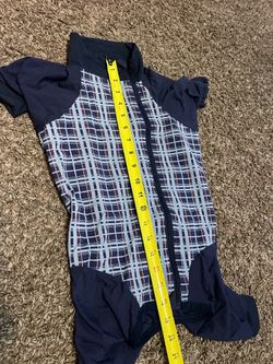 Medium blue checkered dog suit
