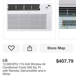 LG 12,000 BTU 115-Volt Window Air Conditioner Cools 550 Sq. Ft. with Remote, Dehumidifier and in White