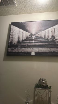 Large Black and White Subway Tunnel Canvas Print