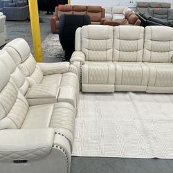 Leather Power Recliner Sofa Set