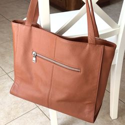 Brown Leather Tote Shoulder Bag/Purse