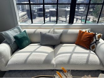 90” Modern White Bouclé Sofa