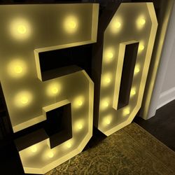 “50” Sign With Lights 4 Ft Tall