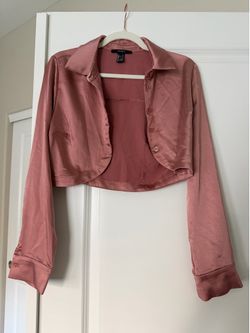 Forever 21 Pink Button Up Crop Top XS