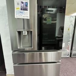 Black Friday Deal! 29 cu. ft. SMART My-Cotor InstaView Stan-dard-Depth MAX 4-Door French Door Refrigerator in Stain-Tess Steel with Craft Ice