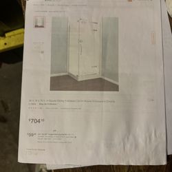 36 in. W x 76 in. H Square Sliding Frameless Corner Shower Enclosure in Chrome