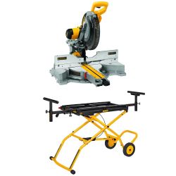 Dewalt 705 - 15 Amp Corded 12 in. Double Bevel Sliding Compound Miter Saw and 32-1/2 in. x 60 in. Rolling Miter Saw Stand