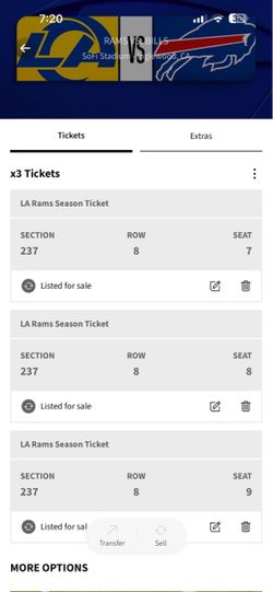 Rams tickets sec 237 3 pack