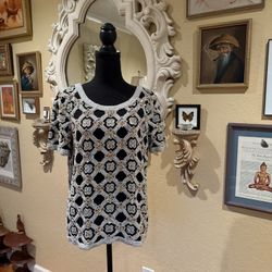 Black Tie, Oleg Casini Beaded Pearl Sequin Top