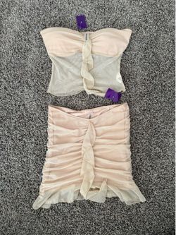 Strapless crop top and skirt set
