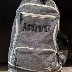 Silver glittery Rebel Elite cheer backpack