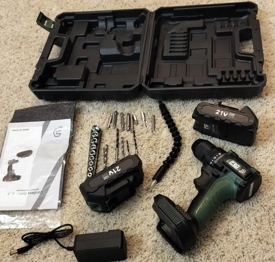 PROSTOMER brushless cordless drill with two batteries 21V / 2AH and charger/ see description 👍👍