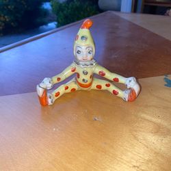 Vintage Clown Figurine – Porcelain Jester Sitting Pose