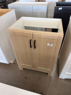 24” vanity Light Wood Base Cabinet with Black Handles