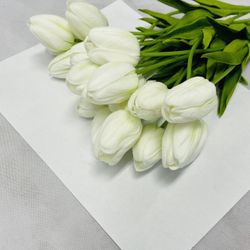 8 Pc Tulip Flower | Artificial Foam | Real Touch | White Tulip | Yellow Tulip |