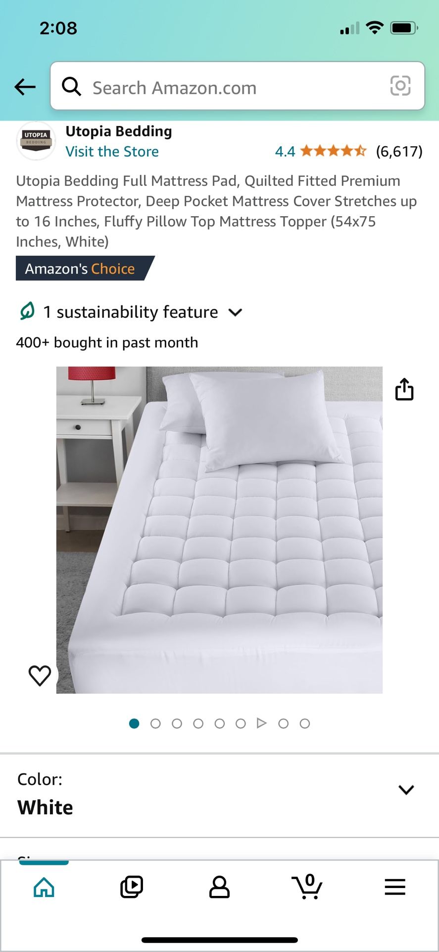 Utopia Bedding Full Mattress Pad, Quilted Fitted Premium Mattress Protector, Deep Pocket Mattress Cover Stretches up to 16 Inches, Fluffy Pillow Top M